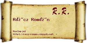 Rácz Román névjegykártya