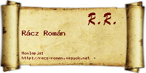 Rácz Román névjegykártya